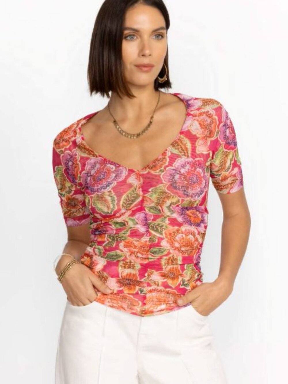 Jade for Johnny Was GLORIANA MESH TEE Size M